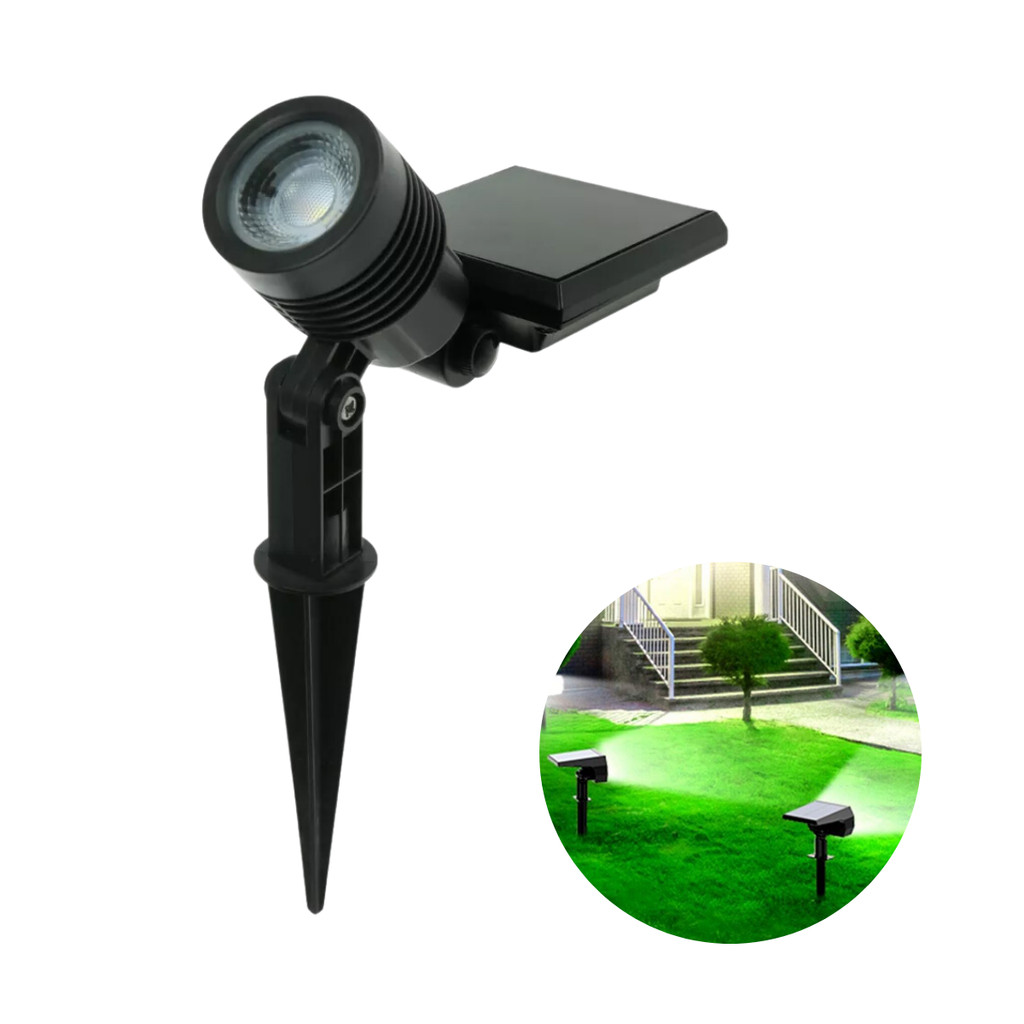 Luminária Espeto Jardim Super Led Energia Solar 10w Spot Cor de Luz Branco Frio 6500k Prova Dàgua