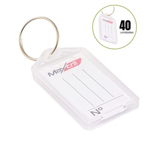 Kit 40 Chaveiro de Plástico Branco com Abertura e Etiqueta Pautada para Identificação em Oferta na Shopee