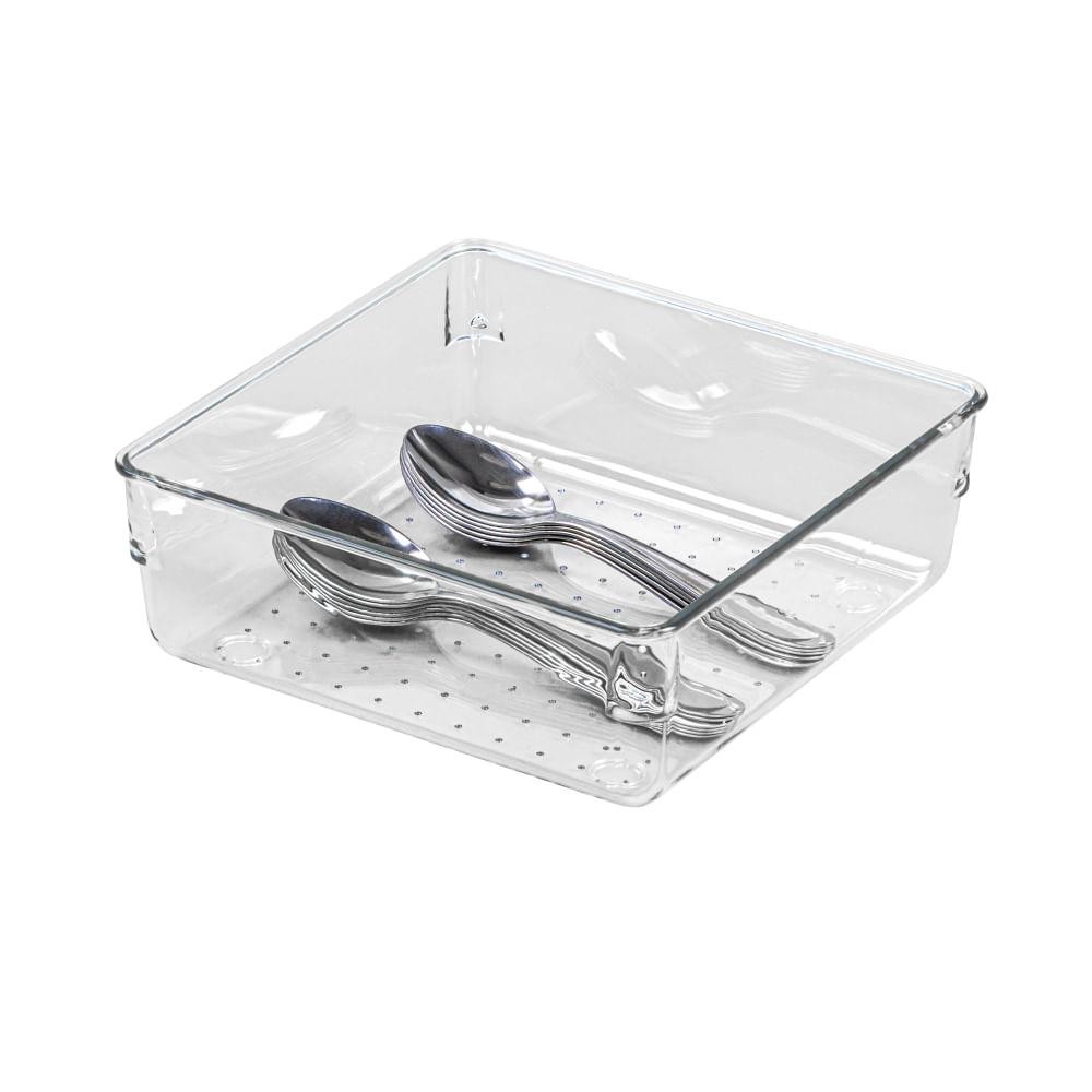 Detalhes do Cesto Organizador Plástico Multiuso P Clear 15,6cm Transparente Utti Ordene