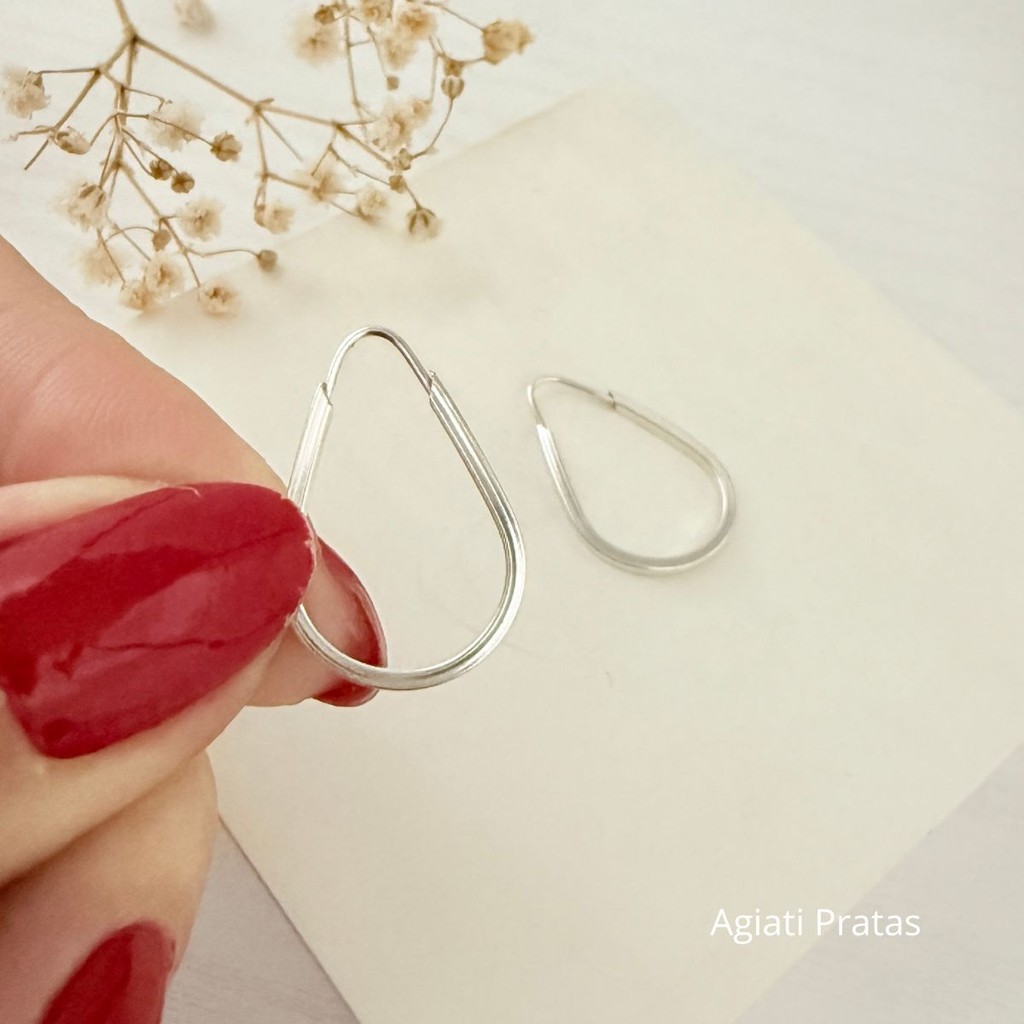 Brinco de Argola Gota em Prata 925 em Oferta na Shopee