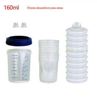 Pote de tinta Spray descartável 600ml com escala | Adaptador Universal para pistola de pulverização | Conjunto de 10 peç