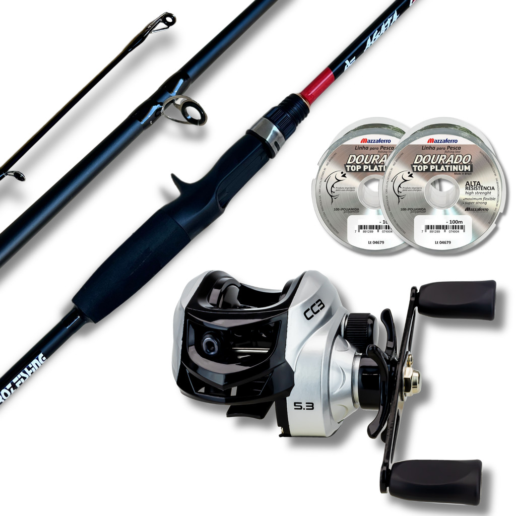 Kit Barato Vara Agata 1,80m 12lbs + Carretilha CC3 3r Drag 4kg Isca Artificial Pesca Leve Promoção