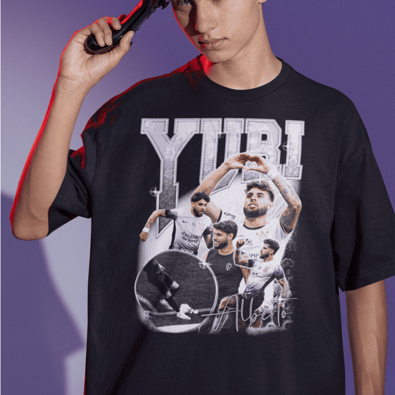 Camiseta Básica ou Oversized Personalizada Estilo Futebol Exclusiva Yuri Alberto Streetwear Unissex