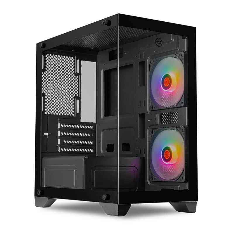 Gabinete Gamer TGT Gladiator, Rainbow, Mid-Tower, Lateral de Vidro, Com 2 Fans, Preto, TGT-GLD-BK - Computers & Accessories