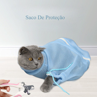 Gato saco protetor prático treinamento banho Net banho ferramenta útil Pet cortador de unhas Anti-risco mordida saco em Oferta na Shopee