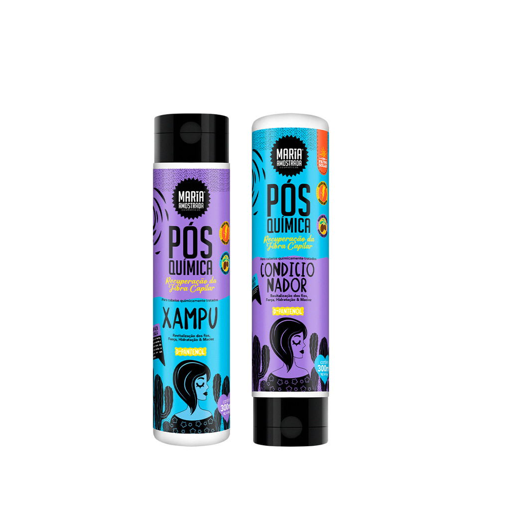 SHAMPOO E CONDICIONADOR KIT PÓS QUÍMICA MARIA AMOSTRADA