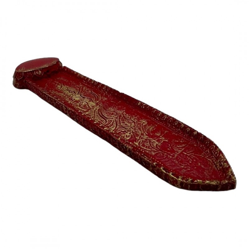 Incensário Régua 23 cm Universal Vermelho e Dourado Resina
