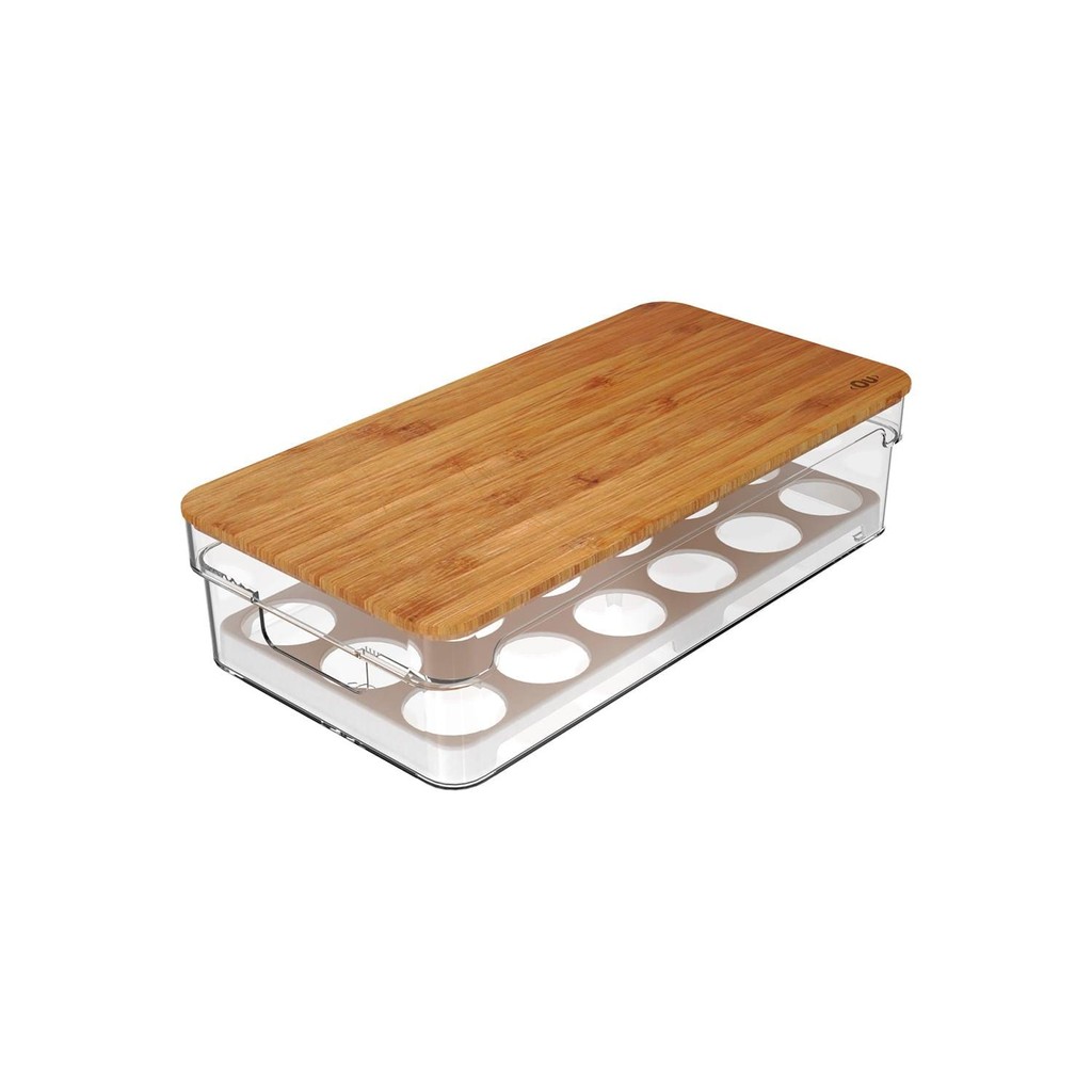 Organizador ovos com tampa bambu Ou 18un Linha Clear Fresh