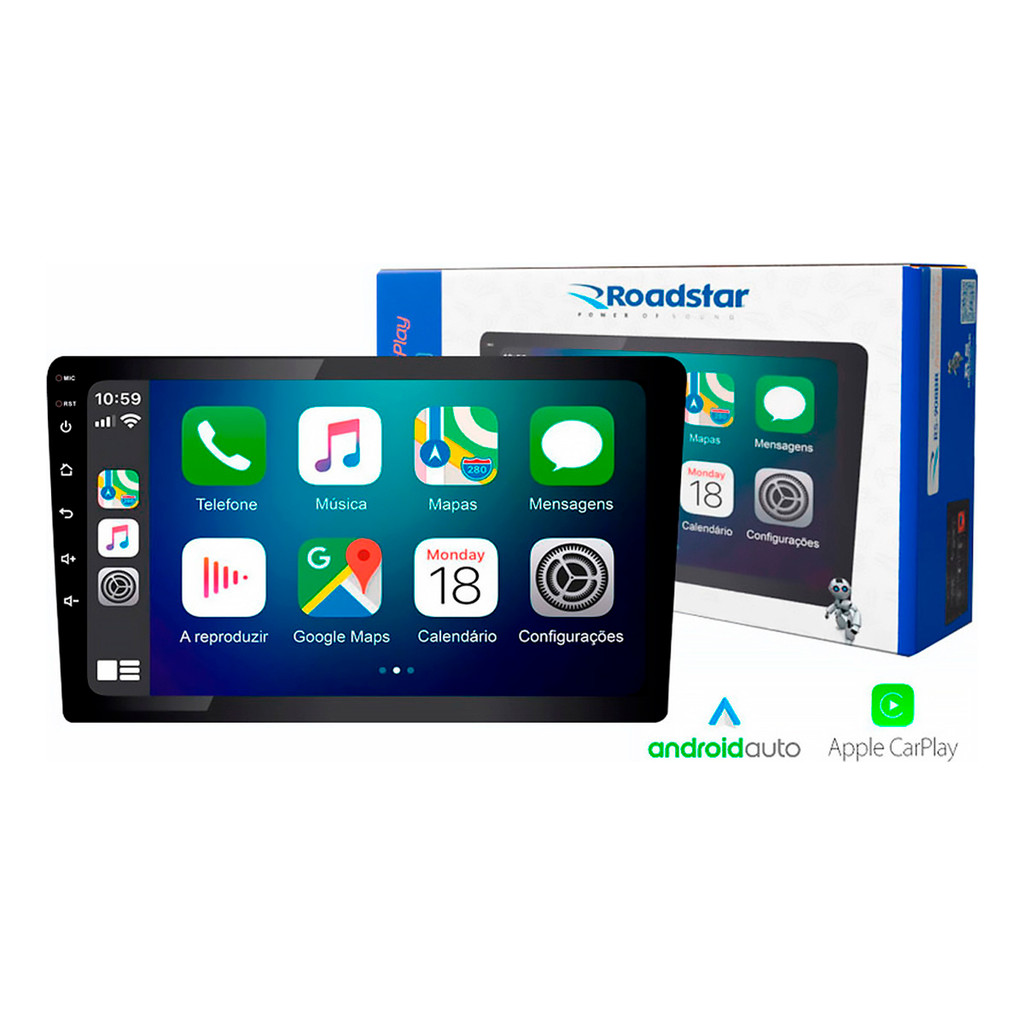 Multimídia Carplay Android Auto MP5 Slim 9 polegadas USB/Rádio/Bluetooth RS908BR - Roadstar em Oferta na Shopee