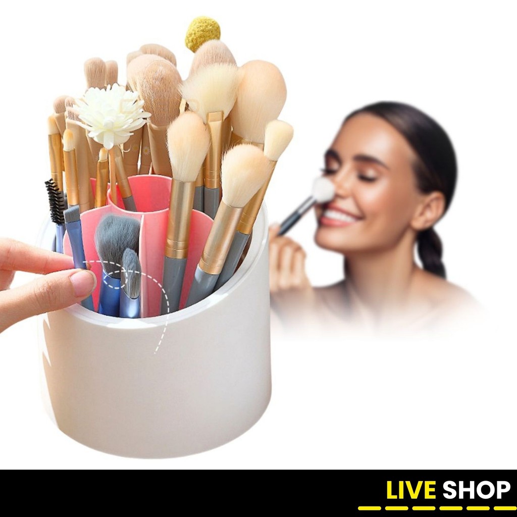 Organizador Giratório 360° para Maquiagem com Tampa de Acrílico Transparente