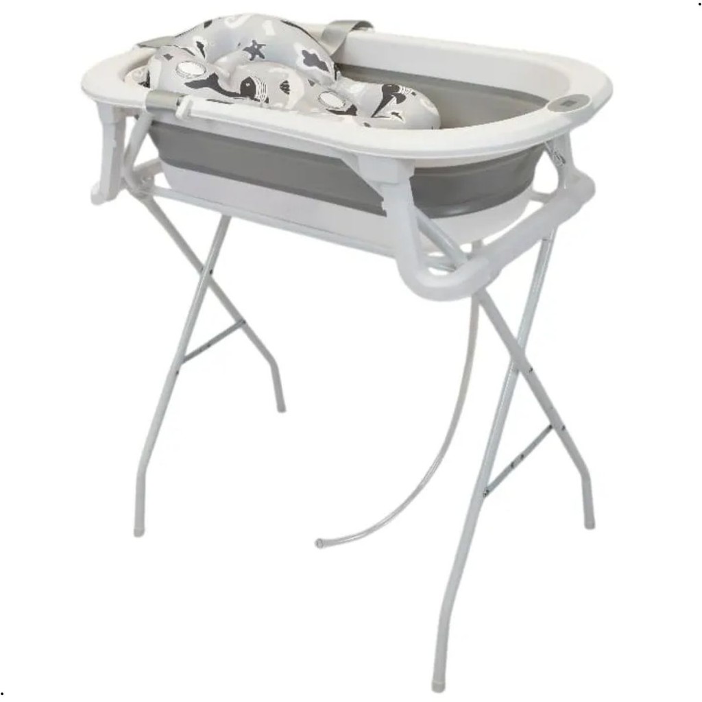 Banheira Bebe Suporte Almofada Dobrável Com Termometro Banho Premium em Oferta na Shopee