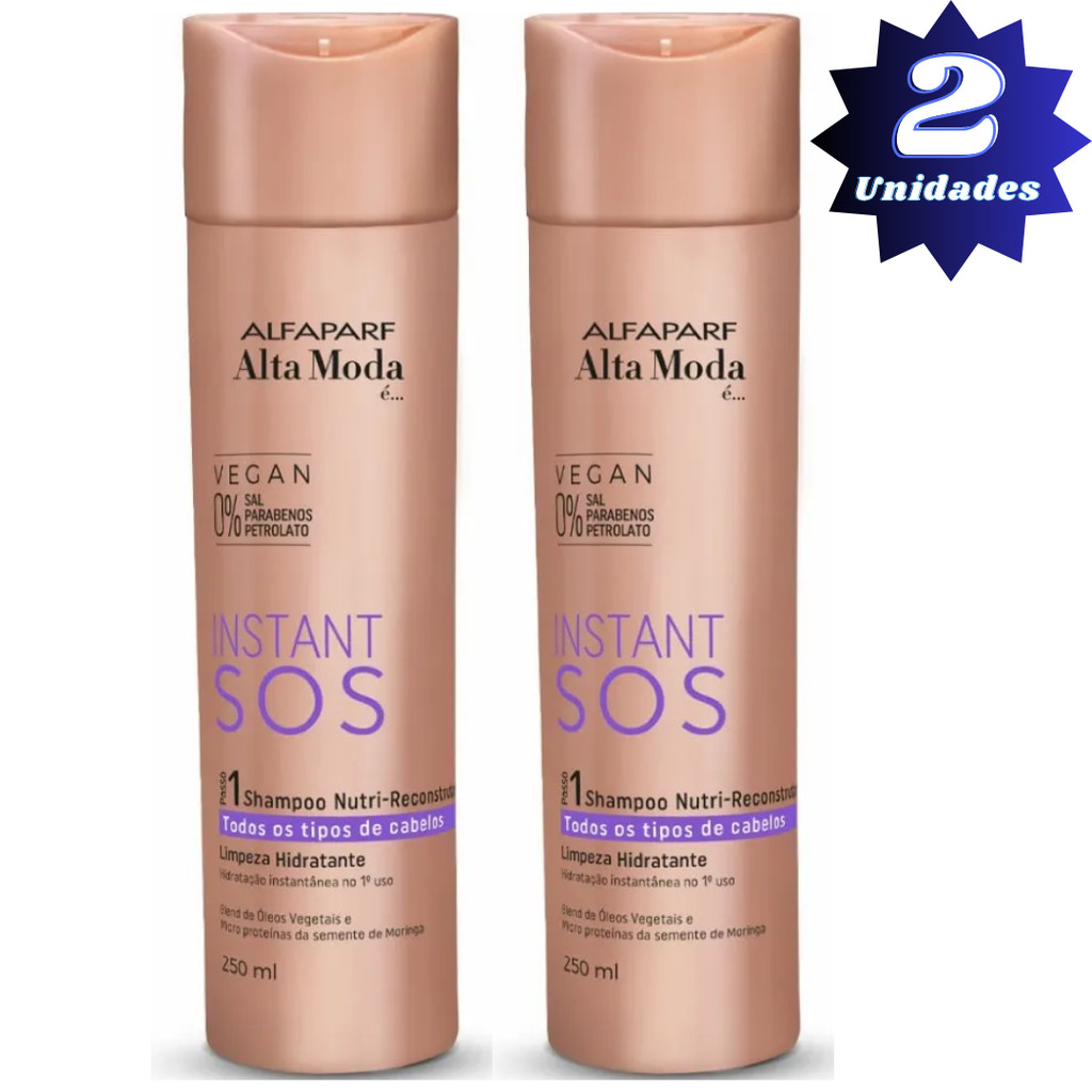 KIT 2 ALTA MODA SHAMPOO SOS INSTANT NUTRI-RECONSTRUTOR 250ML