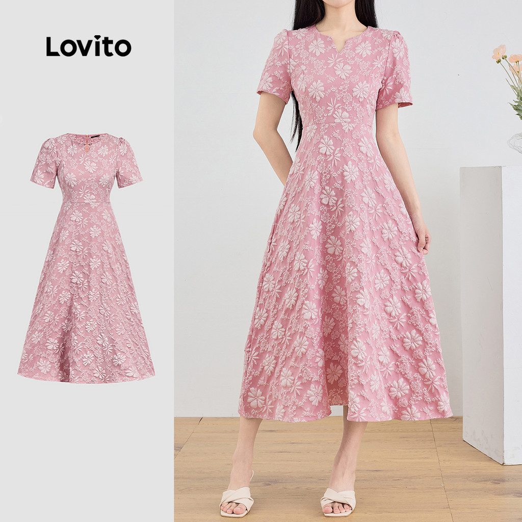 Lovito Vestido elegante Floral Jacquard para mulheres L129ED692 - Women Clothes