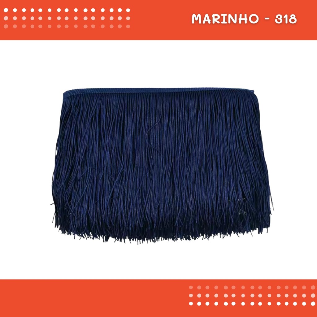 Franja de Tecido Acetinado - 20 cm - Grade de Cores - Rolo C/10 Mts COR:MARINHO-318 em Oferta na Shopee