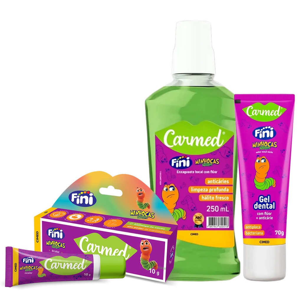 Kit Carmed Fini Minhocas Hidratante, Enxaguante e Gel Dental - Health
