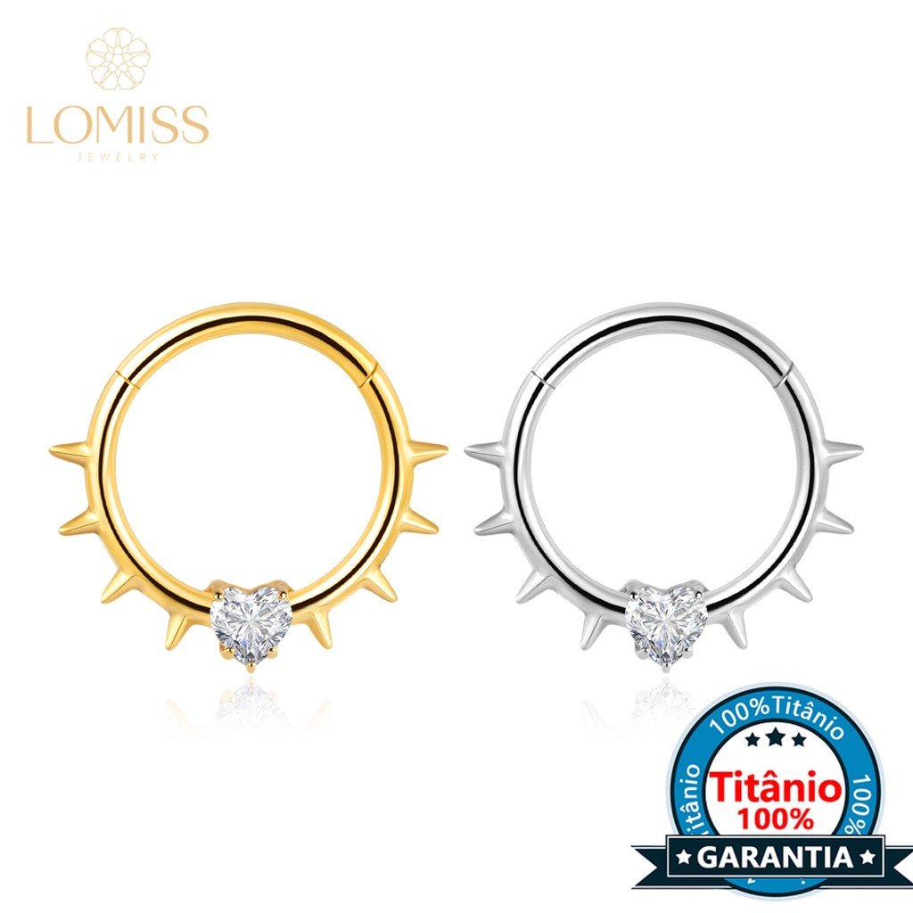 Piercing Helix Septo Rook Conch Argola Titânio Spike Com Pedra Zircônia em Oferta na Shopee