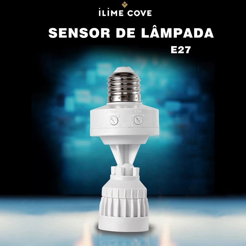 Sensor De Presença Com Fotocélula Para Lâmpada Soquete E27 Bivolt Ângulo ajustável
