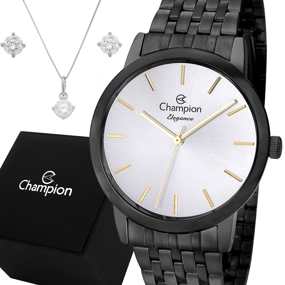 Relógio Feminino Champion Preto Top 1 Ano De Garantia Luxo - Watches