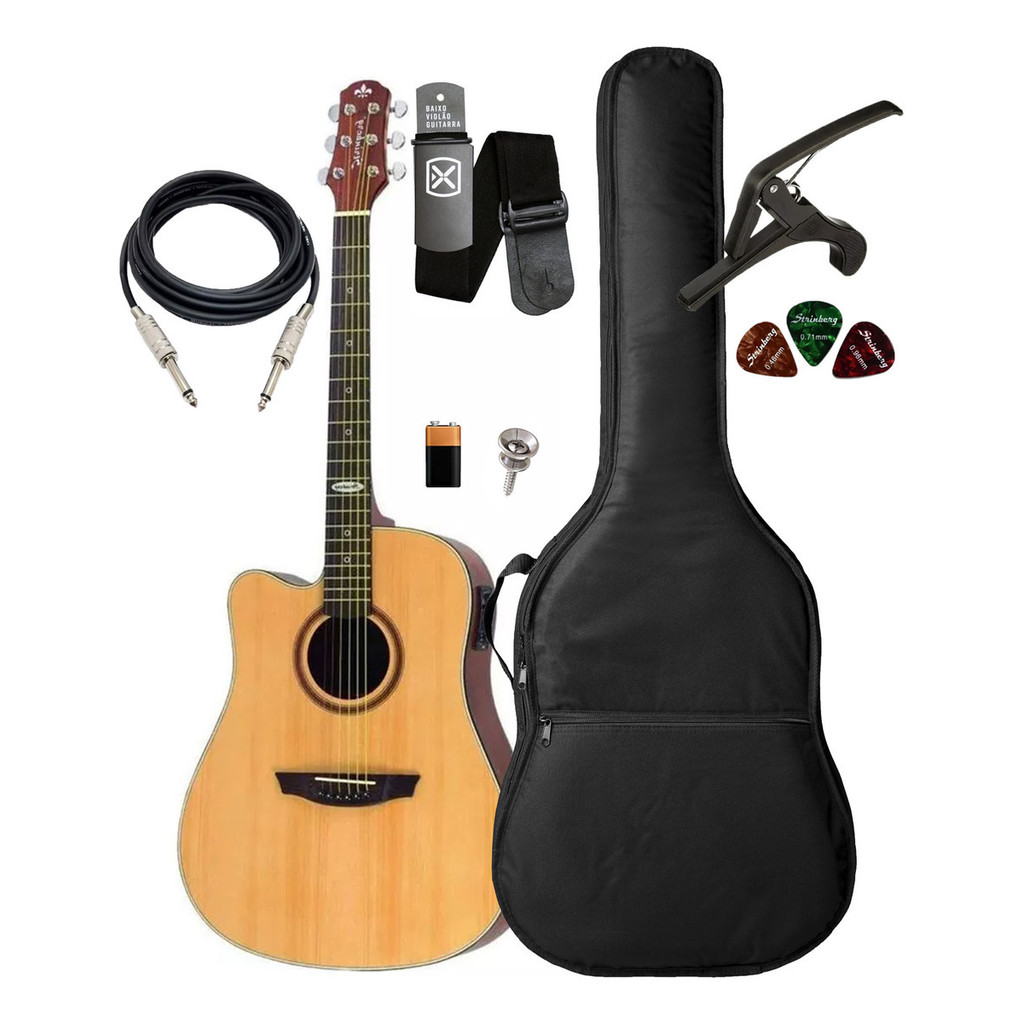 Violão Eletroacústico Sd200c Ns Canhoto + Capa Acessórios
