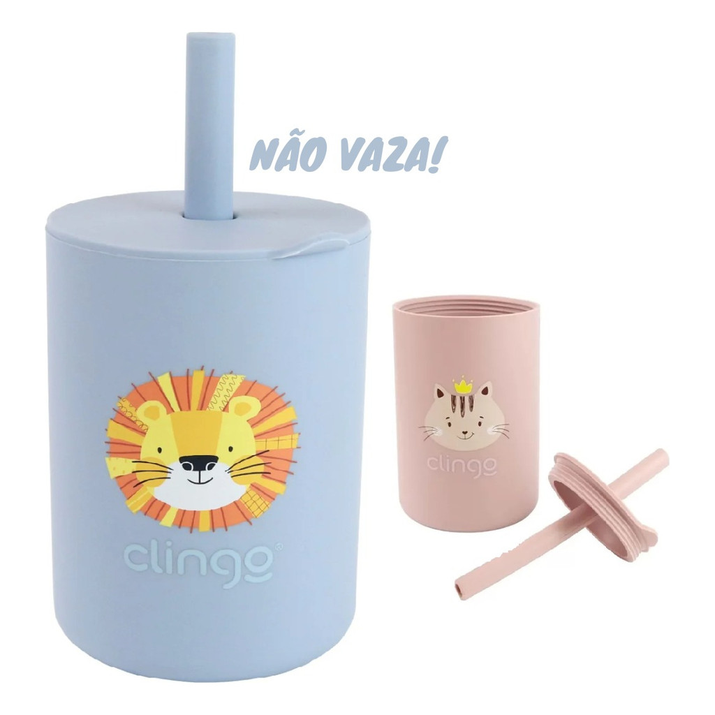Copo De Silicone Com Tampa e Canudo