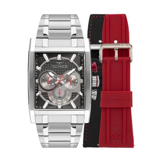 Relógio Masculino Technos Ts Carbon Prata + Duas Pulseiras Extras JS25BBJ/T1P em Oferta na Shopee