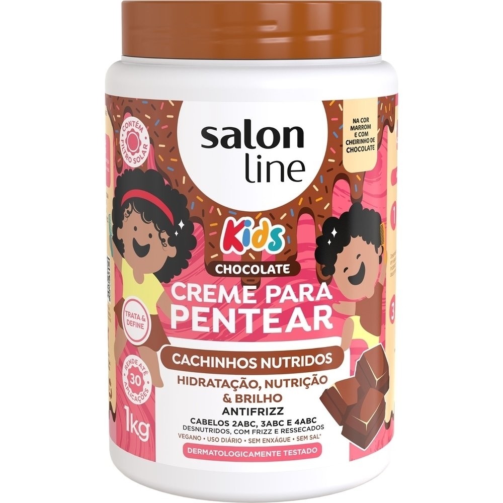 Creme para Pentear Salon Line Kids Chocolate Cachinhos Nutri 1Kg em Oferta na Shopee