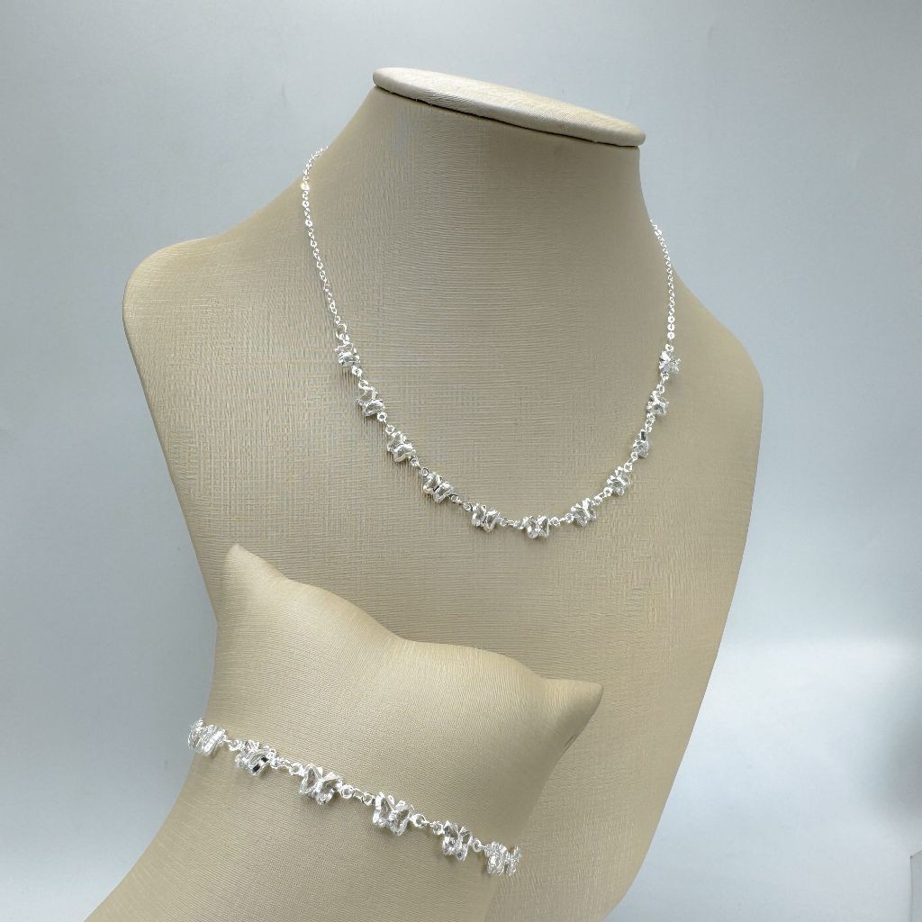 Kit colar pulseira borboleta adequado para presentes banhado a ouro 18k e prata P925 em Oferta na Shopee