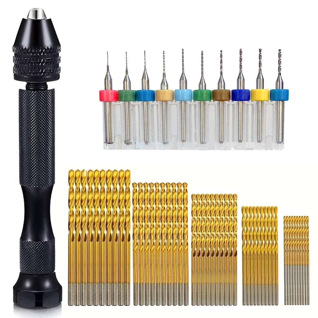 Mini Furadeira Manual Mandril Aperto Rápido com 60 Brocas em Oferta na Shopee