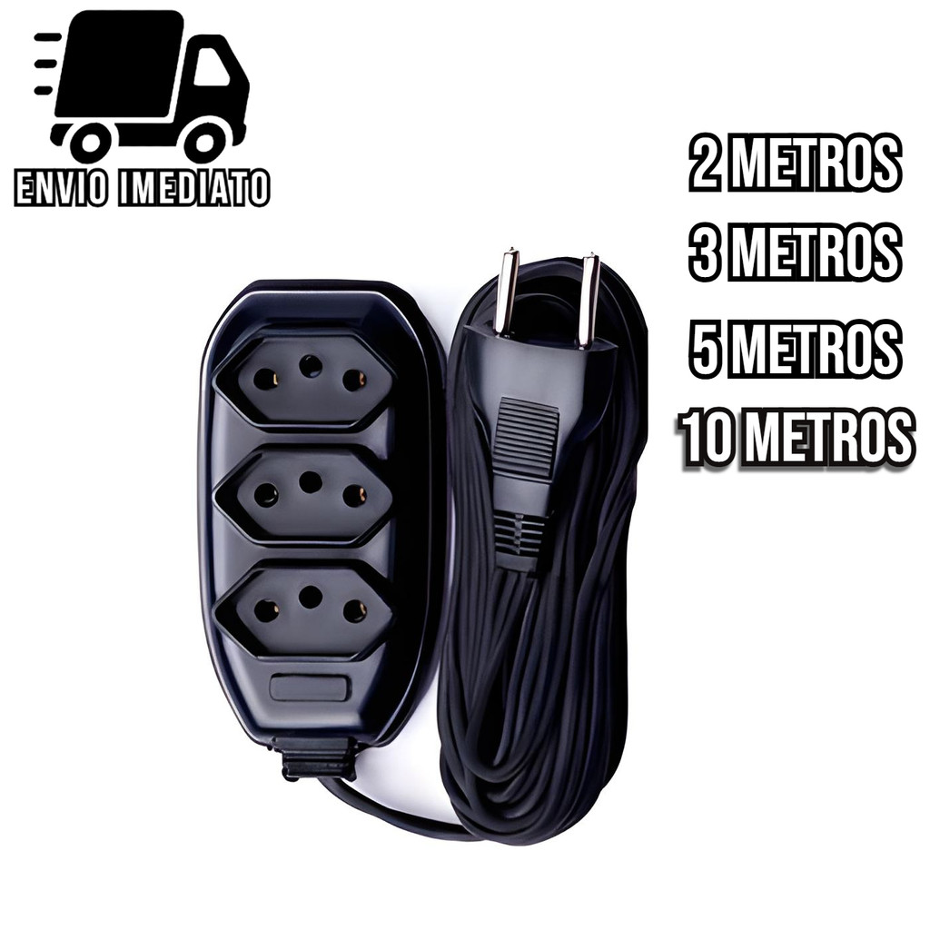 Extensão Elétrica Bivolt com 3 Tomadas 110v 220v Alexa Compacta 2 3 5 e 10 Metros