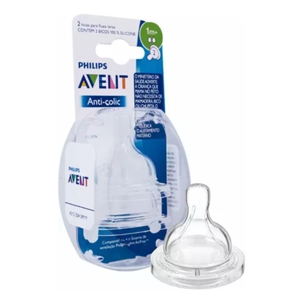 Bico Mamadeira Avent Anti Cólica C/2 T2 1M+