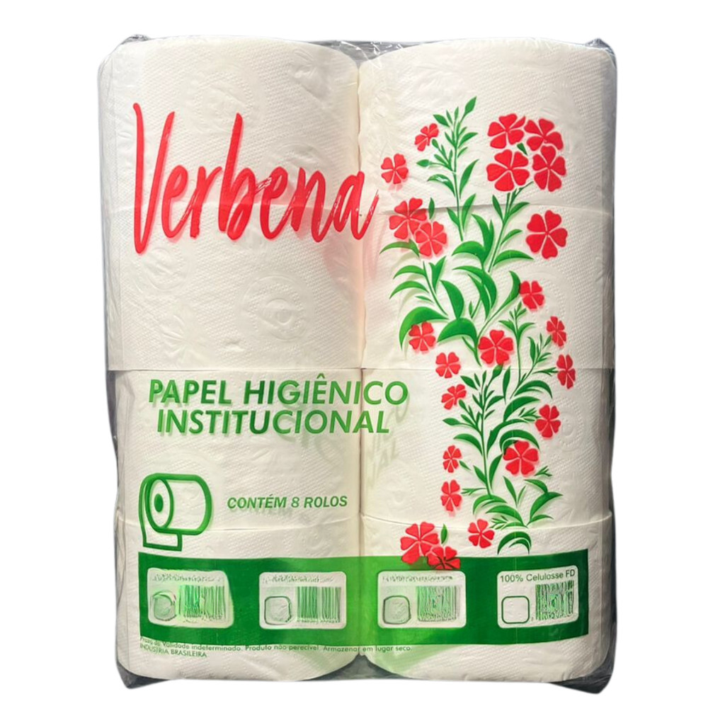 Papel Higiênico Verbena Rolão Institucional Branco Folha Dupla C/ 8 Rolos - Full