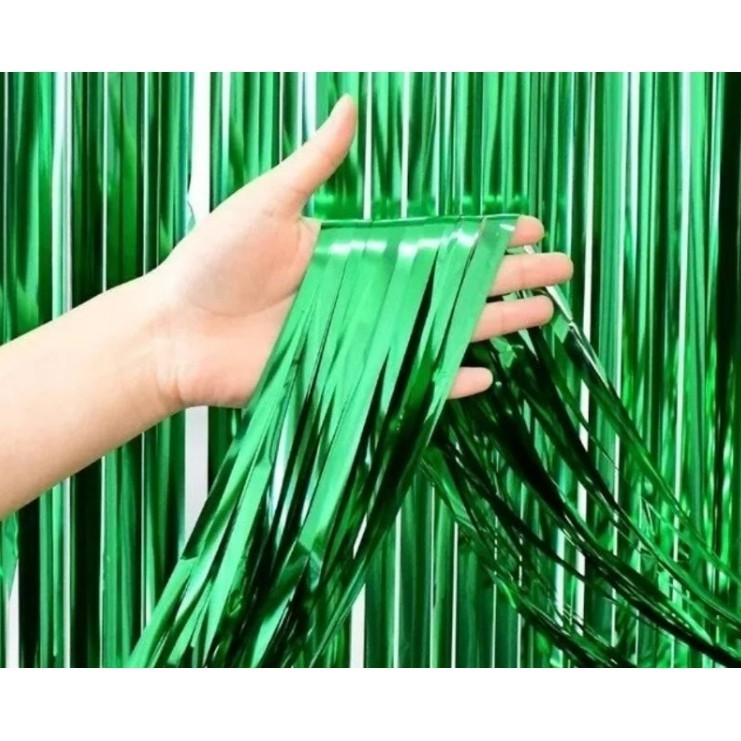 Cortina Metalizada Decoração Verde 100x200cm - 01 unid em Oferta na Shopee
