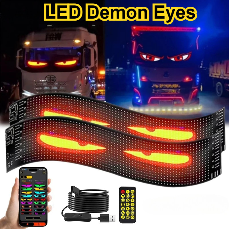 Demônio Olhos Carro LED Logotipo APP Matriz Pixel Painel Luz Da Noite DIY Programável Flex...