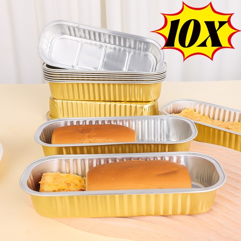 Bandeja Retangular De Folha De Lata Dourada De 10 Unidades Para Fritadeira De Ar , Recipiente De Cozimento De Alumínio P