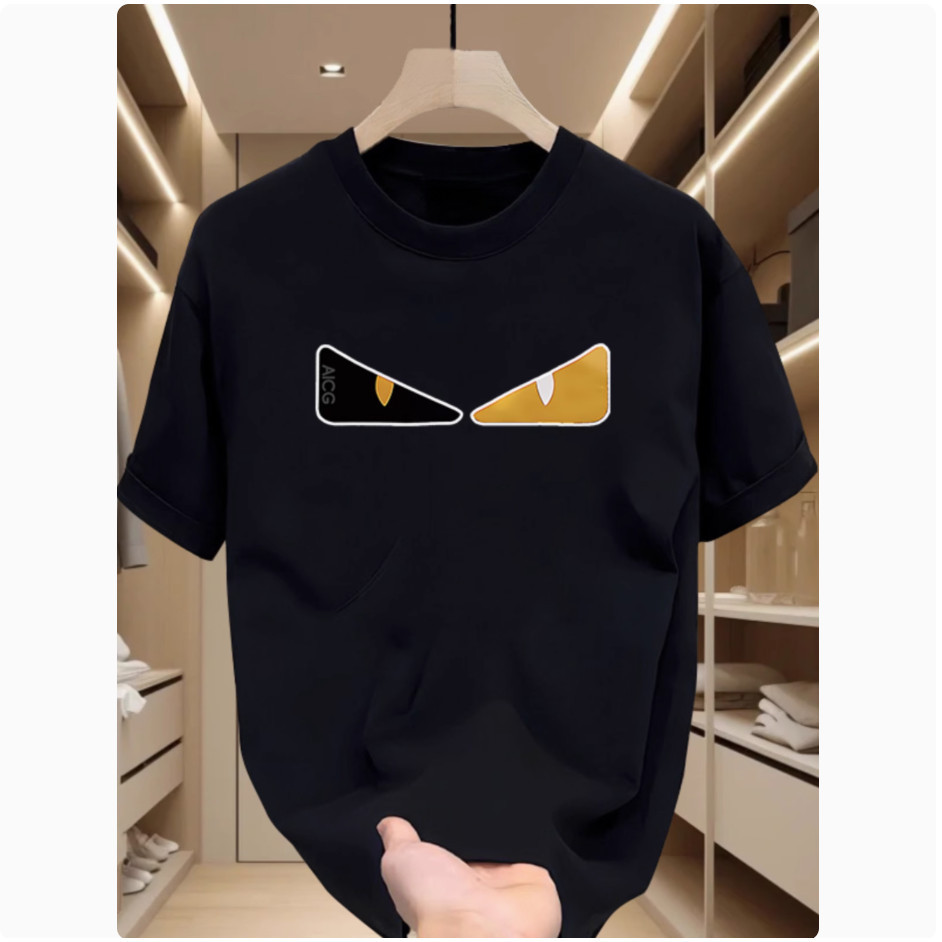 [Camiseta Premium em Algodão Puro]GXG Camisa Estampada Manga Curta - Estilo Skate,Camisa Preta de Algodão com Estampa de
