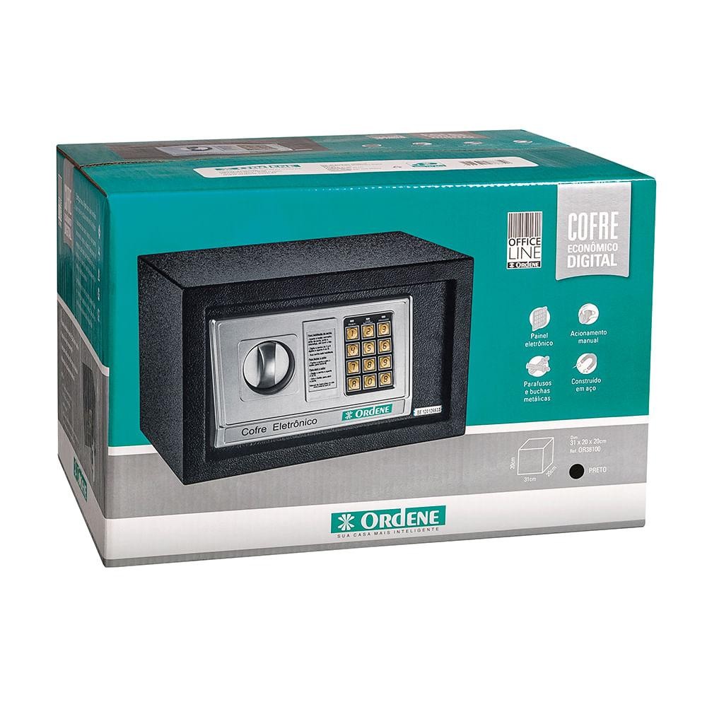 Cofre Eletrônico Preto 31x20x20cm Office Line Ordene em Oferta na Shopee