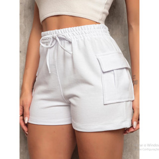kit shorts cargo feminino moletinho bolsos laterais confortável moda tendência 2025 em Oferta na Shopee