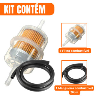 Filtro Combustível Gasolina Motos Carburadas + Mangueira Universal Cg Titan Fan 125 150 Ybr Factor em Oferta na Shopee