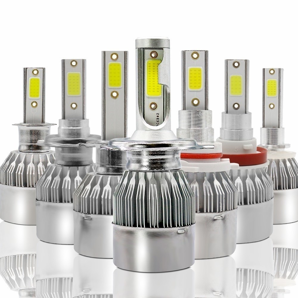 Par de Lâmpadas C6 Super Led 6000K H1 H3 H4 H7 H11 H13 H16 H27 HB3 HB4 12V a 24V