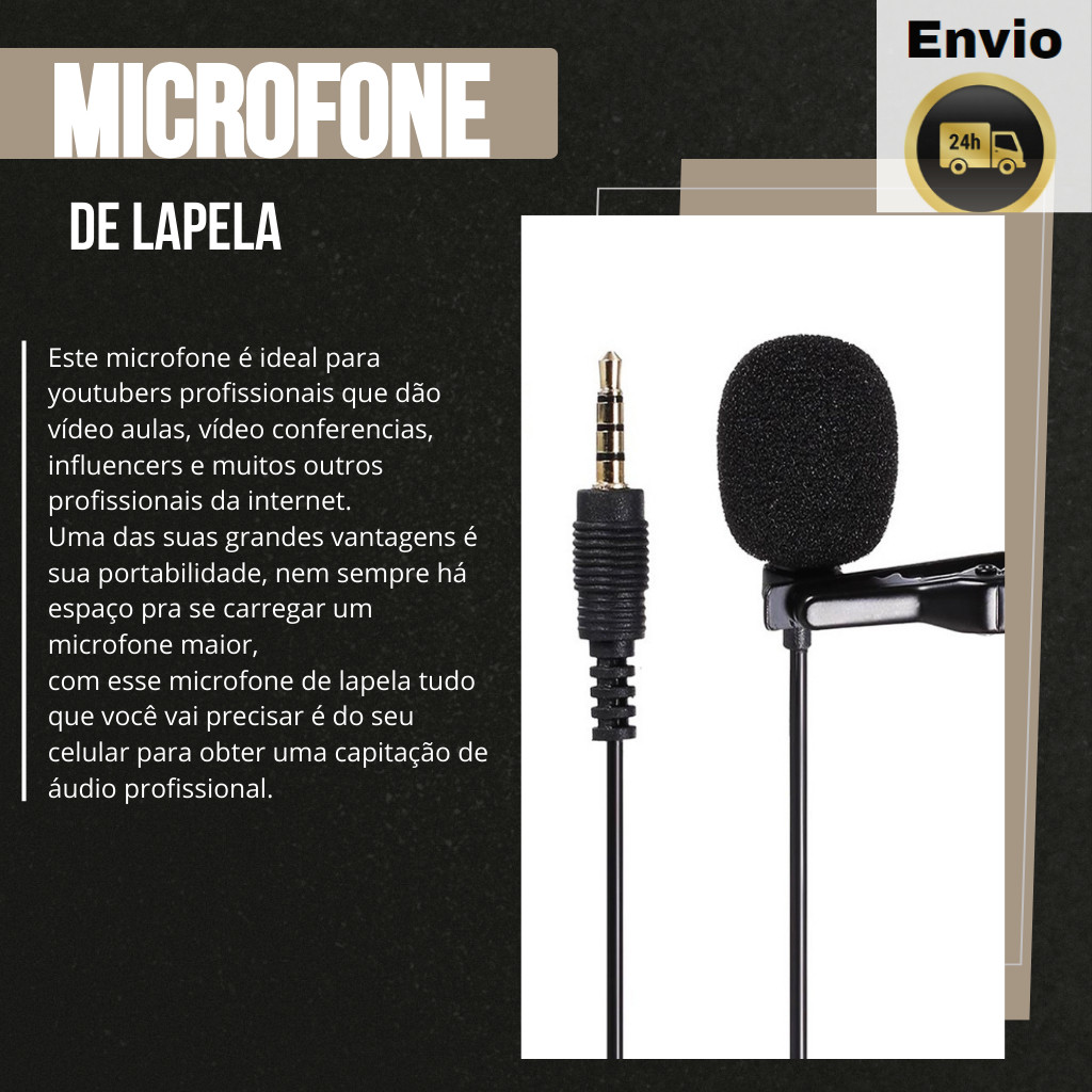 Microfone De Lapela Profissional P/ Celular Android