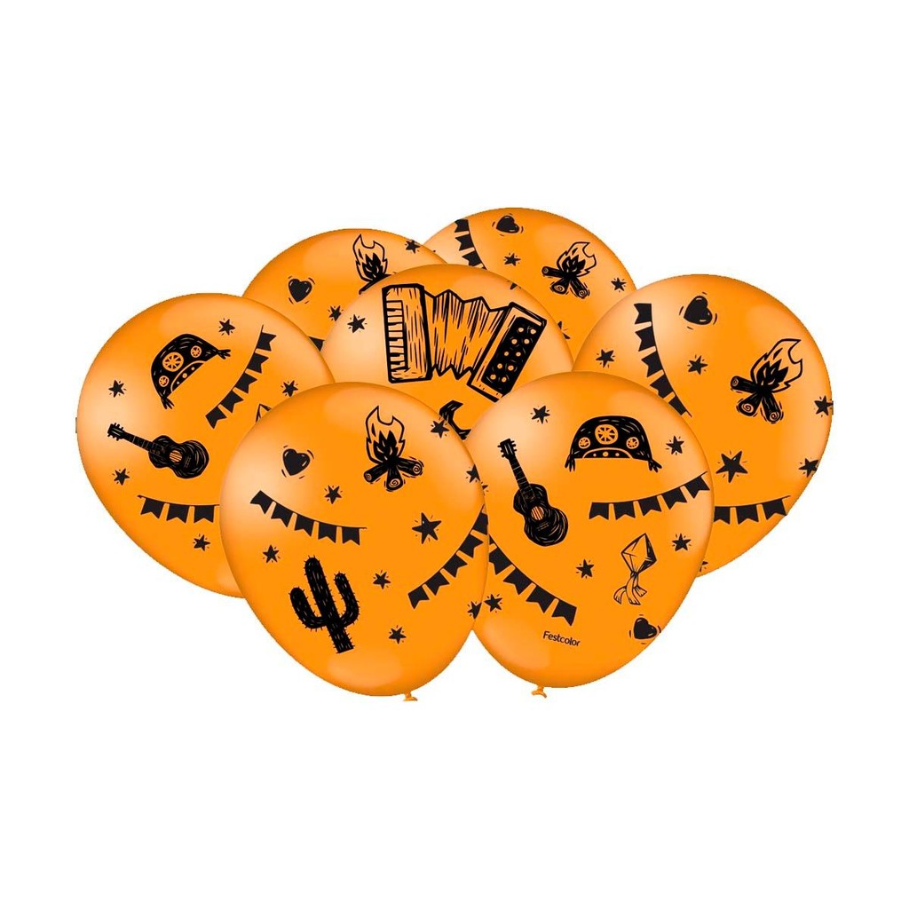 Balão de Festa Junina Decoração Cangaceiro Lampião e Maria Bonita Kit 8 Bexigas Marrom de São João em Oferta na Shopee