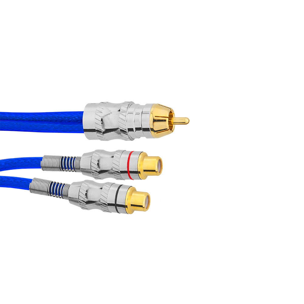 Cabo Y Taramps TYB 1M2F Blindado, 1 Macho 2 Fêmeas, 30cm, Cobre OFHC, Plugs Ouro — imagem 2 de 2
