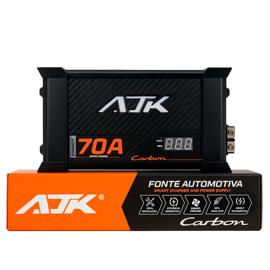 Fonte Carregador Carbon Smart 70A Alta Potência Eficiência Bivolt 3 Modos Inteligentes de Carga-AJK