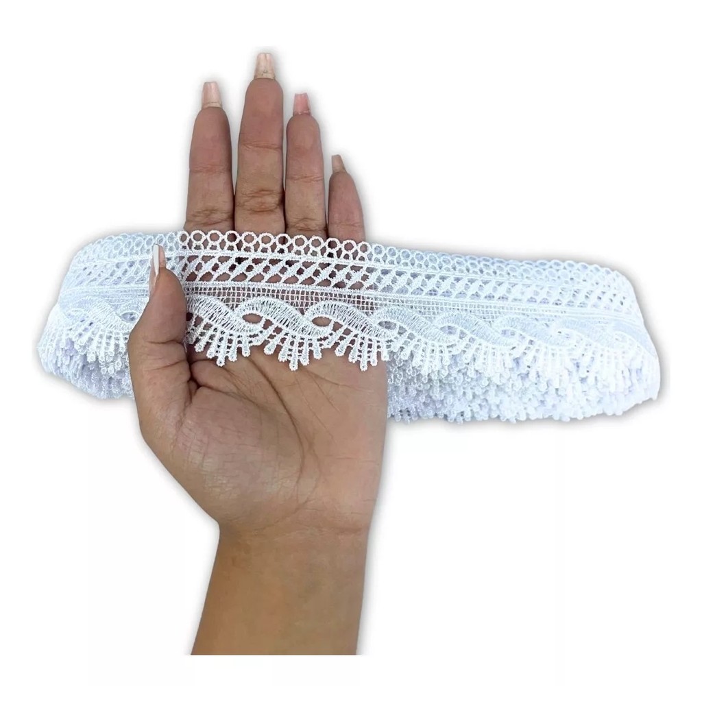 Renda Guipir CHL-589 - 5.0 Cm -  Rolo C/13.7 Metros Cor:Branco