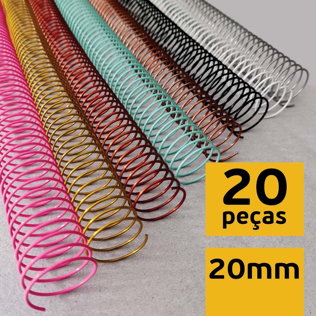 Espiral Metálico 20mm A4 em Aço P/ 120 Folhas Pacote c/20 em Oferta na Shopee