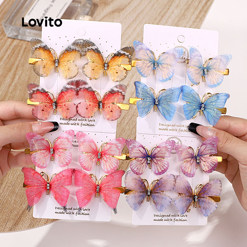Lovito Grampos De Cabelo Coloridos De Macaron Borboleta Fofos Para Bebês E Crianças LCS099129 em Oferta na Shopee