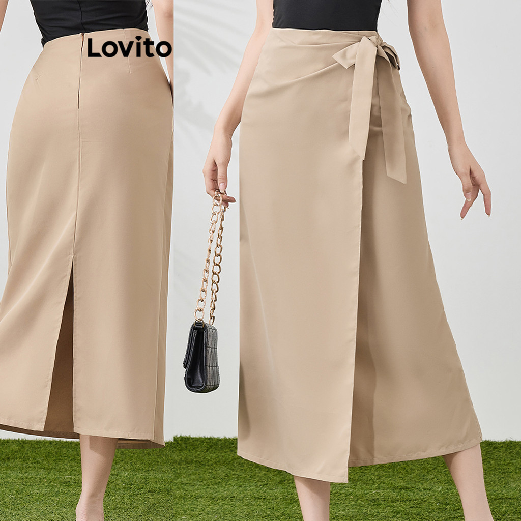 Lovito Conjuntos casuais de saia de botão simples para mulheres L113MD286 - Women Clothes