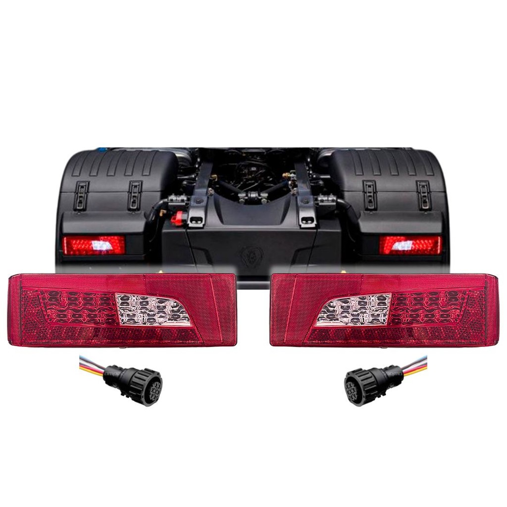 Kit Lanterna Traseira Para Caminhão Scania Serie 5 Série 6 PGR Streamline + Chicotes 2241858 2241860 em Oferta na Shopee