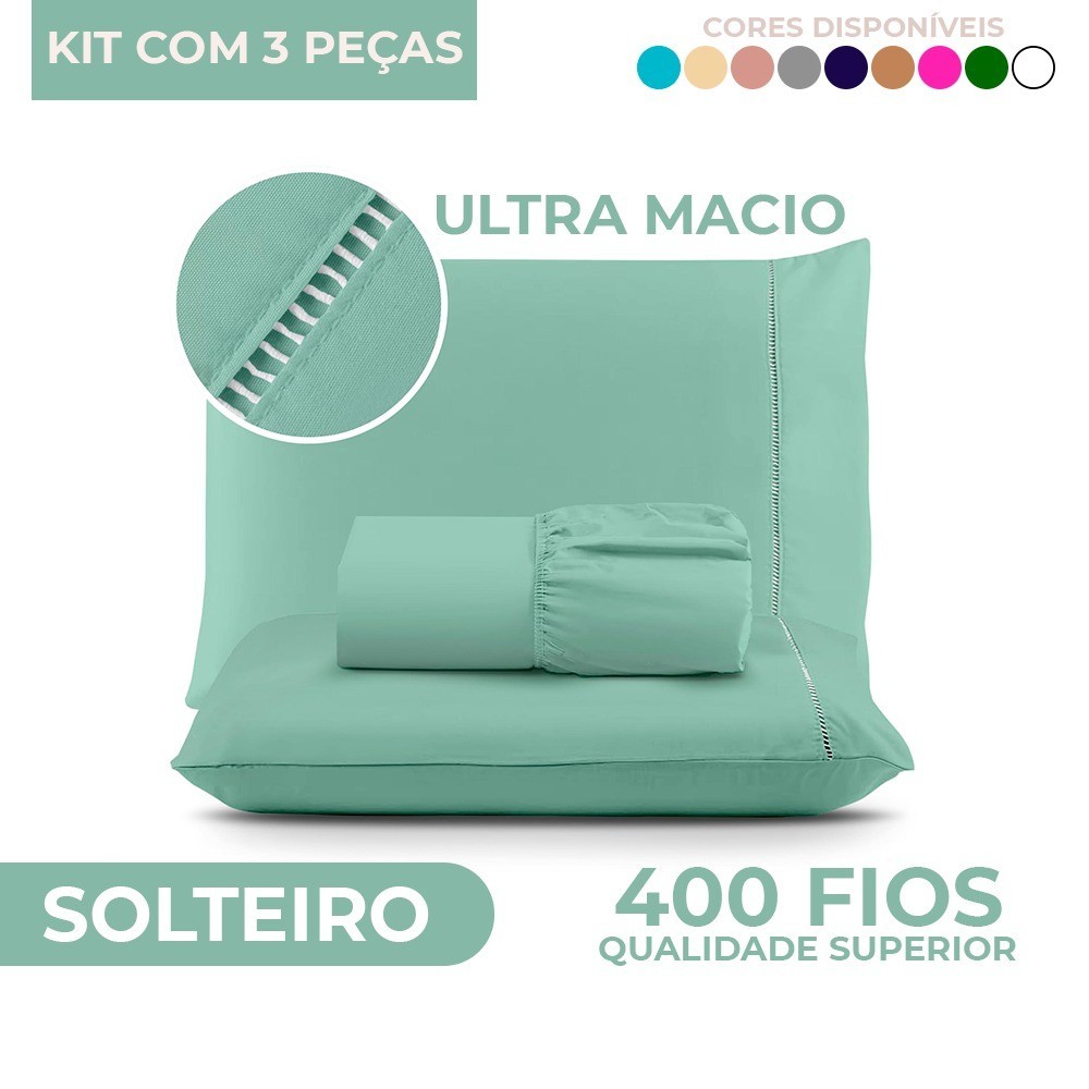 Jogo de Lençol Solteiro Micropercal 400 Fios Ponto Palito - Solteiro / Casal / Queen / King em Oferta na Shopee