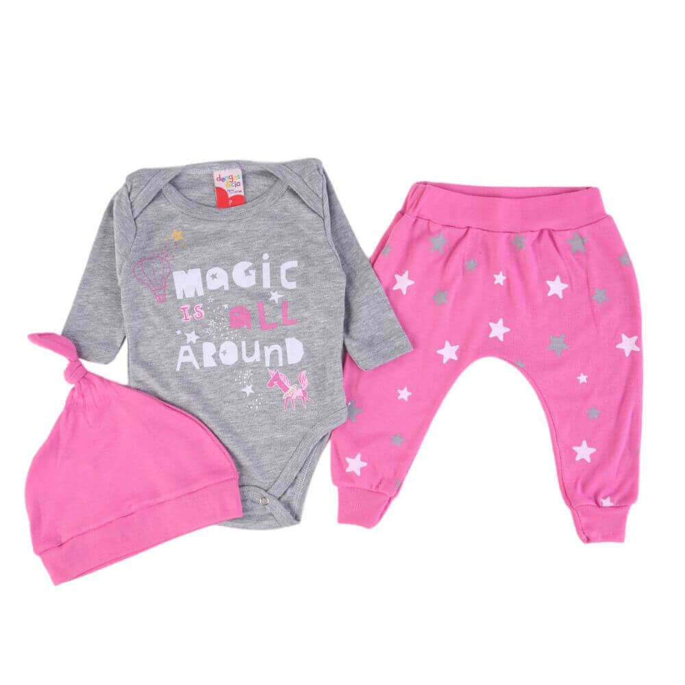 Conjunto Bebê Menina Tamanho Grande Estampa Magic - 03 Peças em Oferta na Shopee